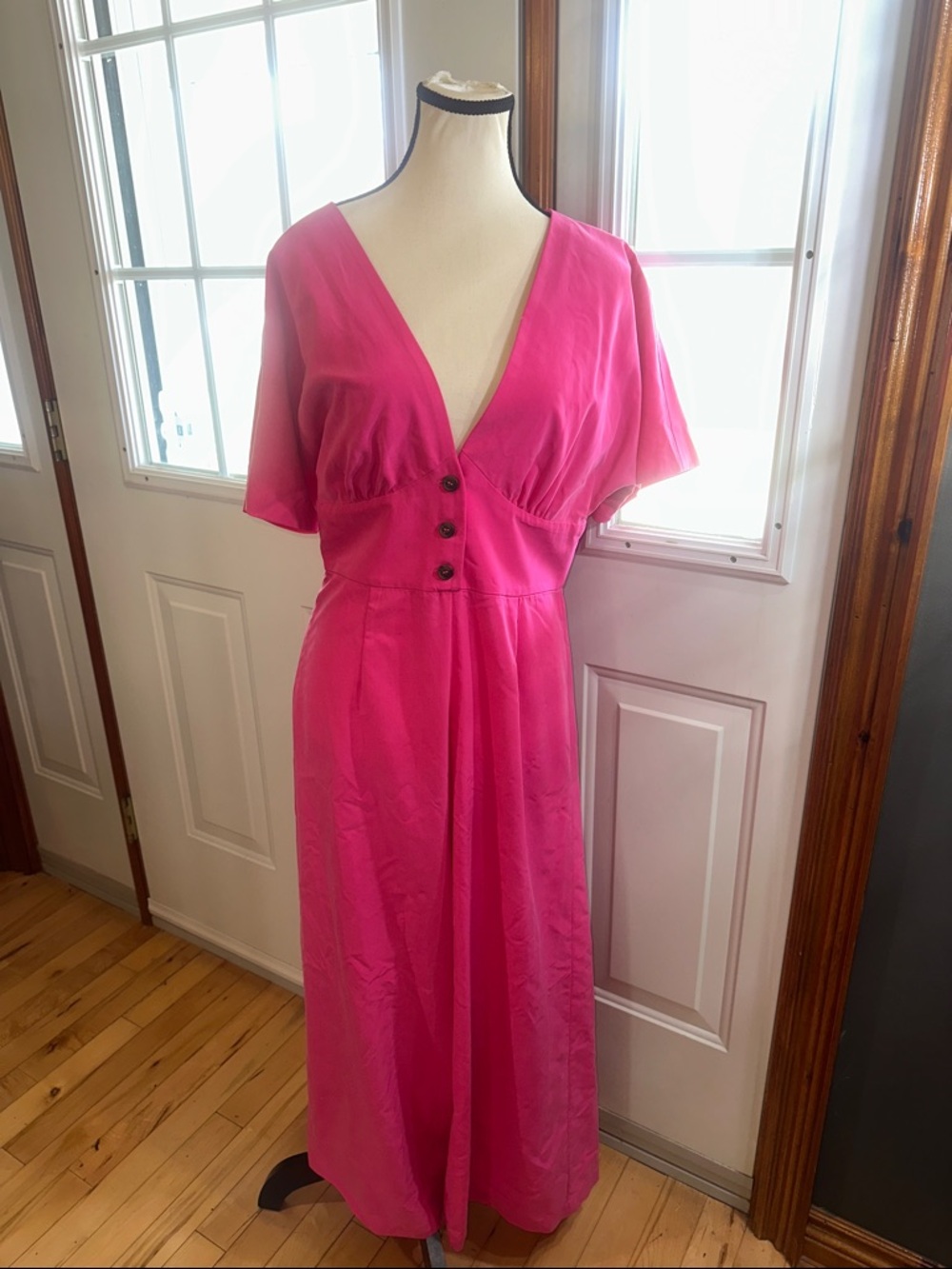 Gianni Bini Hot Pink V-Neck Jumpsuit